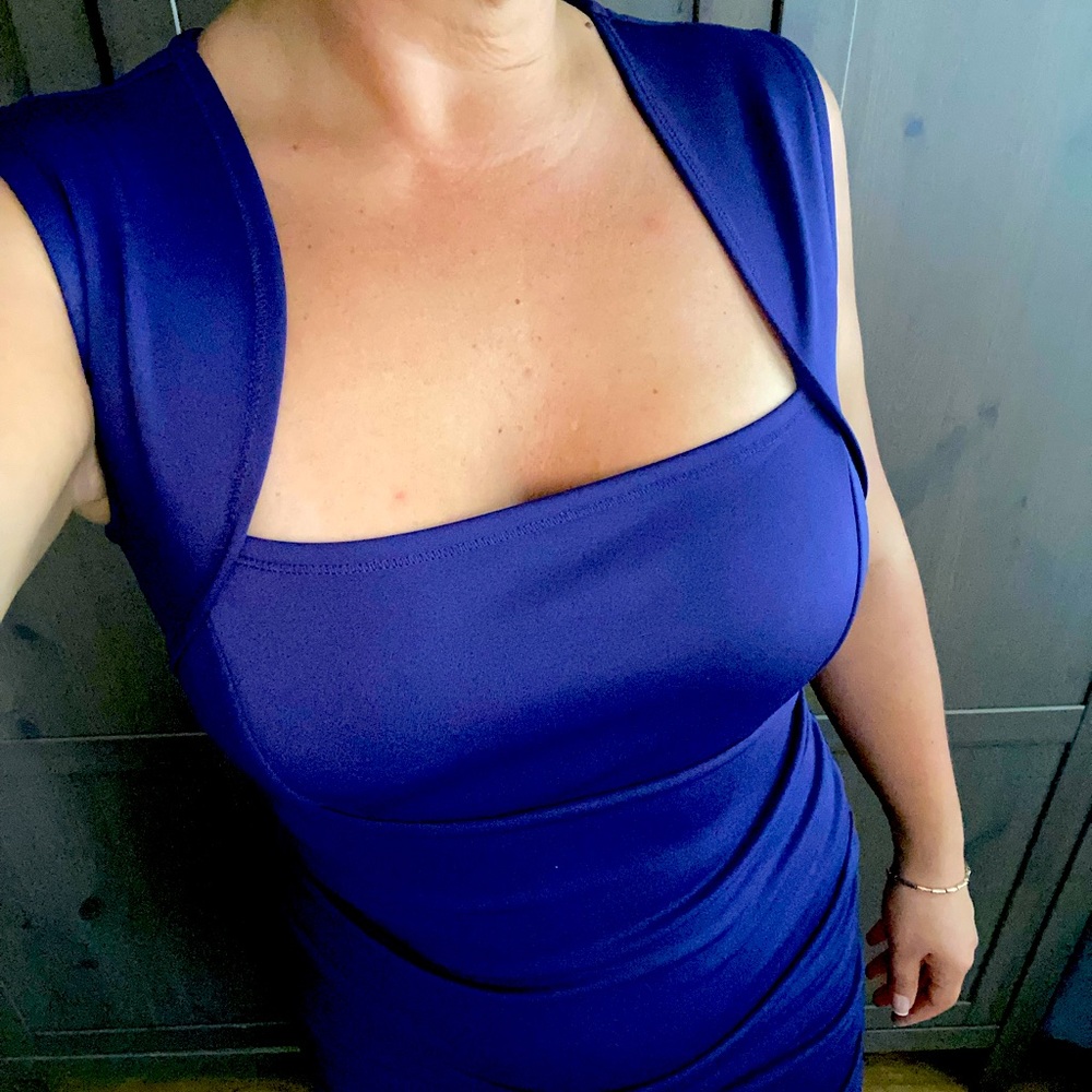 Purple body-con body shaping dress